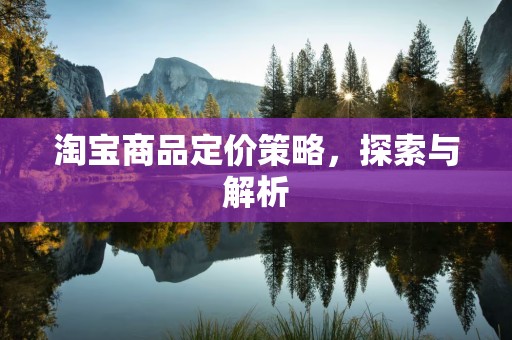 淘宝商品定价策略，探索与解析