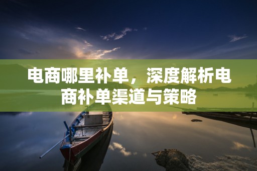电商哪里补单，深度解析电商补单渠道与策略