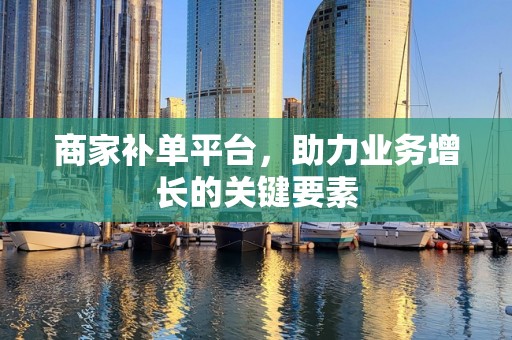 商家补单平台，助力业务增长的关键要素