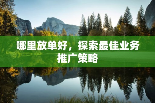 哪里放单好，探索最佳业务推广策略