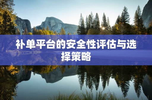 补单平台的安全性评估与选择策略