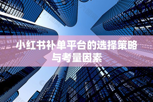小红书补单平台的选择策略与考量因素