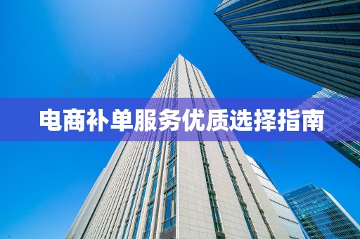 电商补单服务优质选择指南