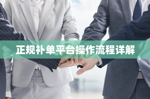 正规补单平台操作流程详解