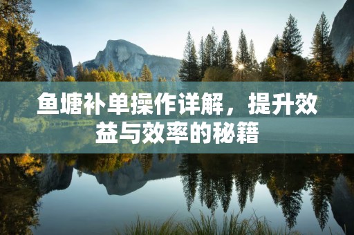 鱼塘补单操作详解，提升效益与效率的秘籍