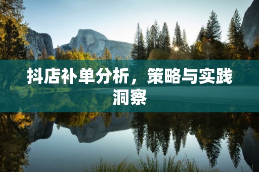 抖店补单分析，策略与实践洞察