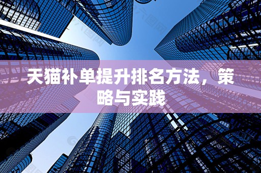 天猫补单提升排名方法，策略与实践