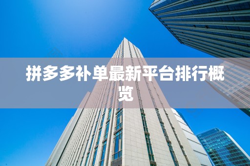拼多多补单最新平台排行概览