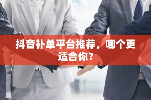抖音补单平台推荐，哪个更适合你？