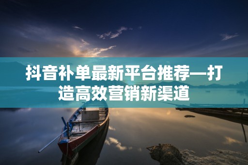 抖音补单最新平台推荐—打造高效营销新渠道