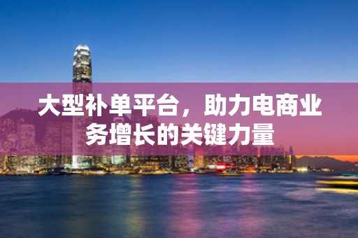 大型补单平台，助力电商业务增长的关键力量