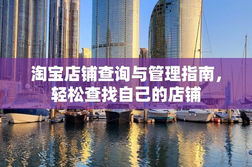 淘宝店铺查询与管理指南，轻松查找自己的店铺