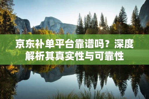京东补单平台靠谱吗？深度解析其真实性与可靠性