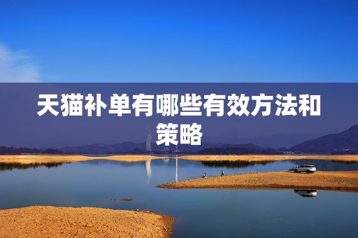 天猫补单有哪些有效方法和策略