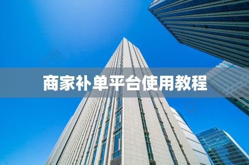 商家补单平台使用教程
