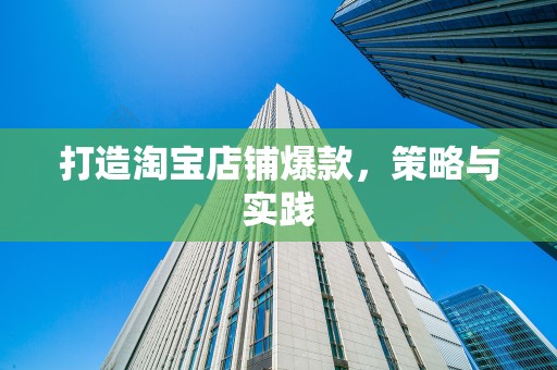 打造淘宝店铺爆款，策略与实践