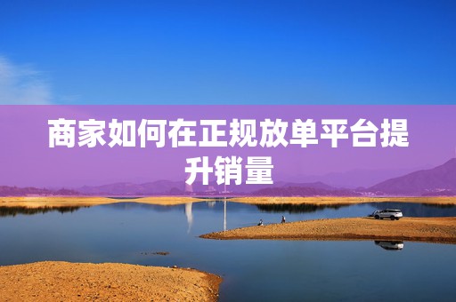 商家如何在正规放单平台提升销量