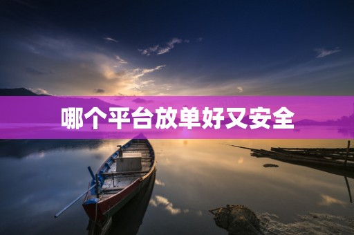 哪个平台放单好又安全