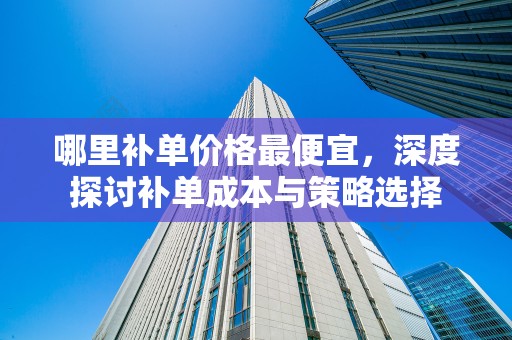哪里补单价格最便宜，深度探讨补单成本与策略选择