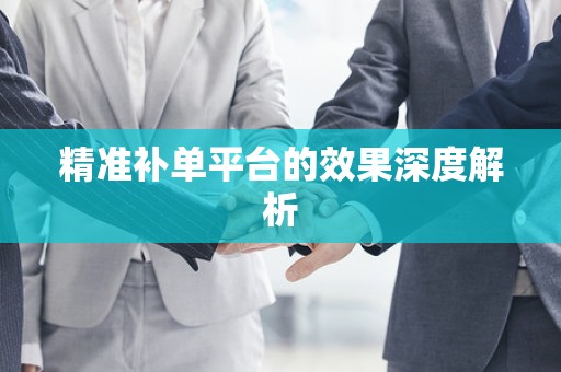 精准补单平台的效果深度解析