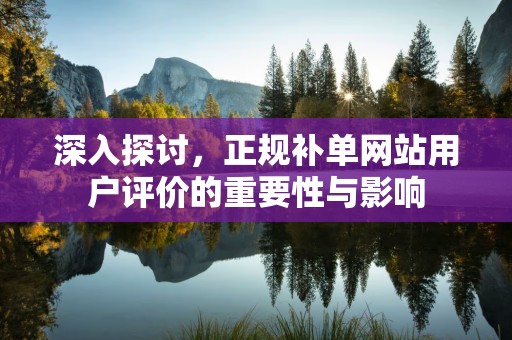 深入探讨，正规补单网站用户评价的重要性与影响