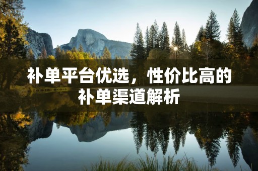 补单平台优选，性价比高的补单渠道解析