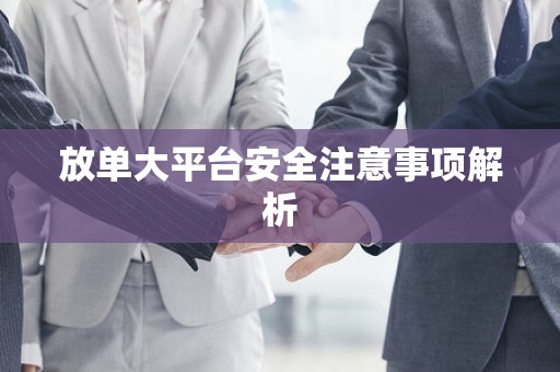 放单大平台安全注意事项解析