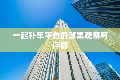 一起补单平台的效果观察与评估