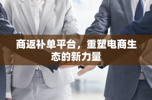 商返补单平台，重塑电商生态的新力量