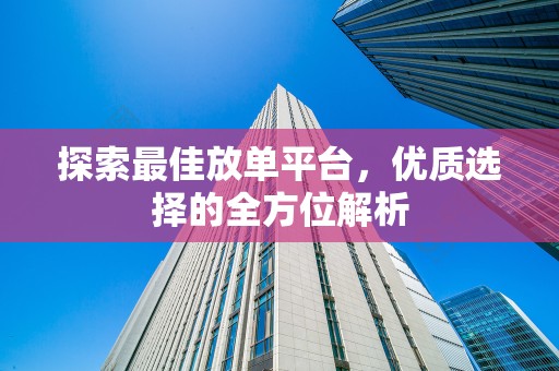 探索最佳放单平台，优质选择的全方位解析