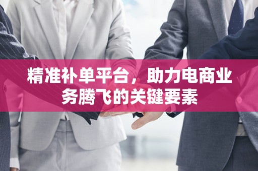 精准补单平台，助力电商业务腾飞的关键要素