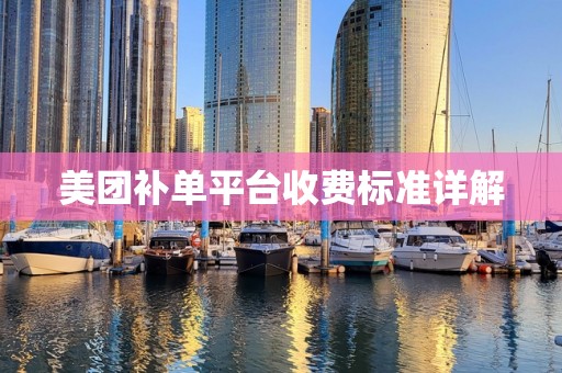 美团补单平台收费标准详解