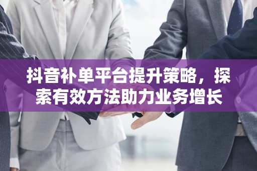 抖音补单平台提升策略，探索有效方法助力业务增长