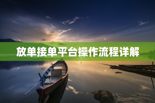 放单接单平台操作流程详解