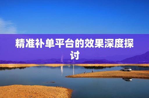 精准补单平台的效果深度探讨