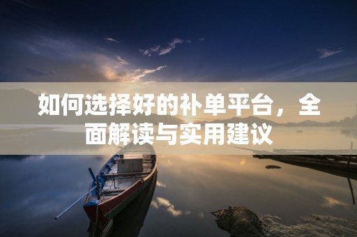 如何选择好的补单平台，全面解读与实用建议