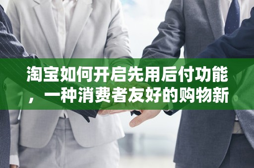 淘宝如何开启先用后付功能，一种消费者友好的购物新体验