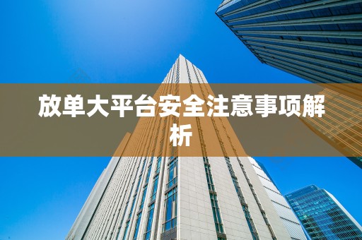 放单大平台安全注意事项解析