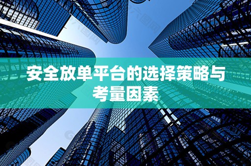 安全放单平台的选择策略与考量因素