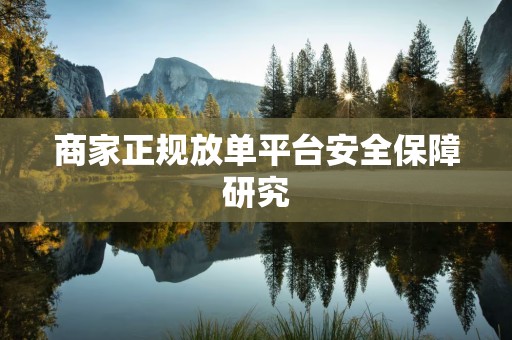 商家正规放单平台安全保障研究