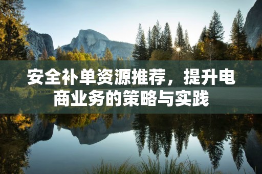 安全补单资源推荐，提升电商业务的策略与实践