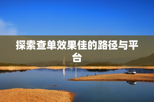 探索查单效果佳的路径与平台