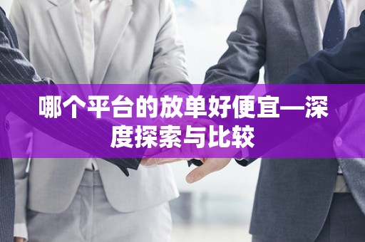 哪个平台的放单好便宜—深度探索与比较