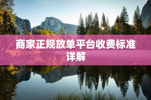 商家正规放单平台收费标准详解