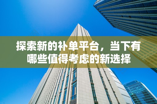 探索新的补单平台，当下有哪些值得考虑的新选择
