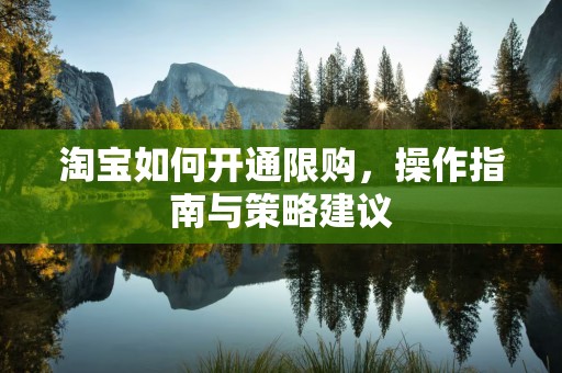 淘宝如何开通限购，操作指南与策略建议