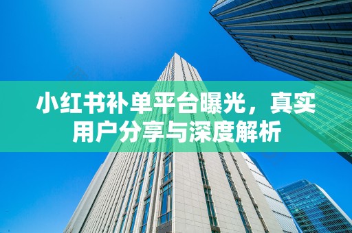 小红书补单平台曝光，真实用户分享与深度解析