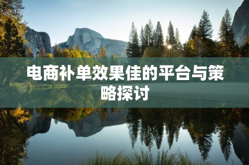 电商补单效果佳的平台与策略探讨
