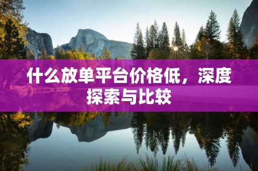什么放单平台价格低，深度探索与比较