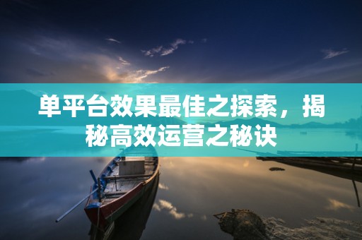 单平台效果最佳之探索，揭秘高效运营之秘诀